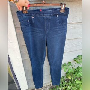 Spanx Jeanish Dark Blue Denim Ankle Legging/Jegging/Jeans - w/Rivets - Size M
